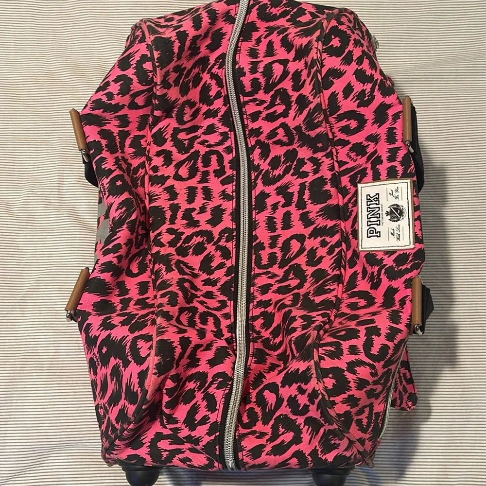 Vintage PINK Victorias Secret Travel Luggage in Pink Leopard Print - Picture 8 of 16